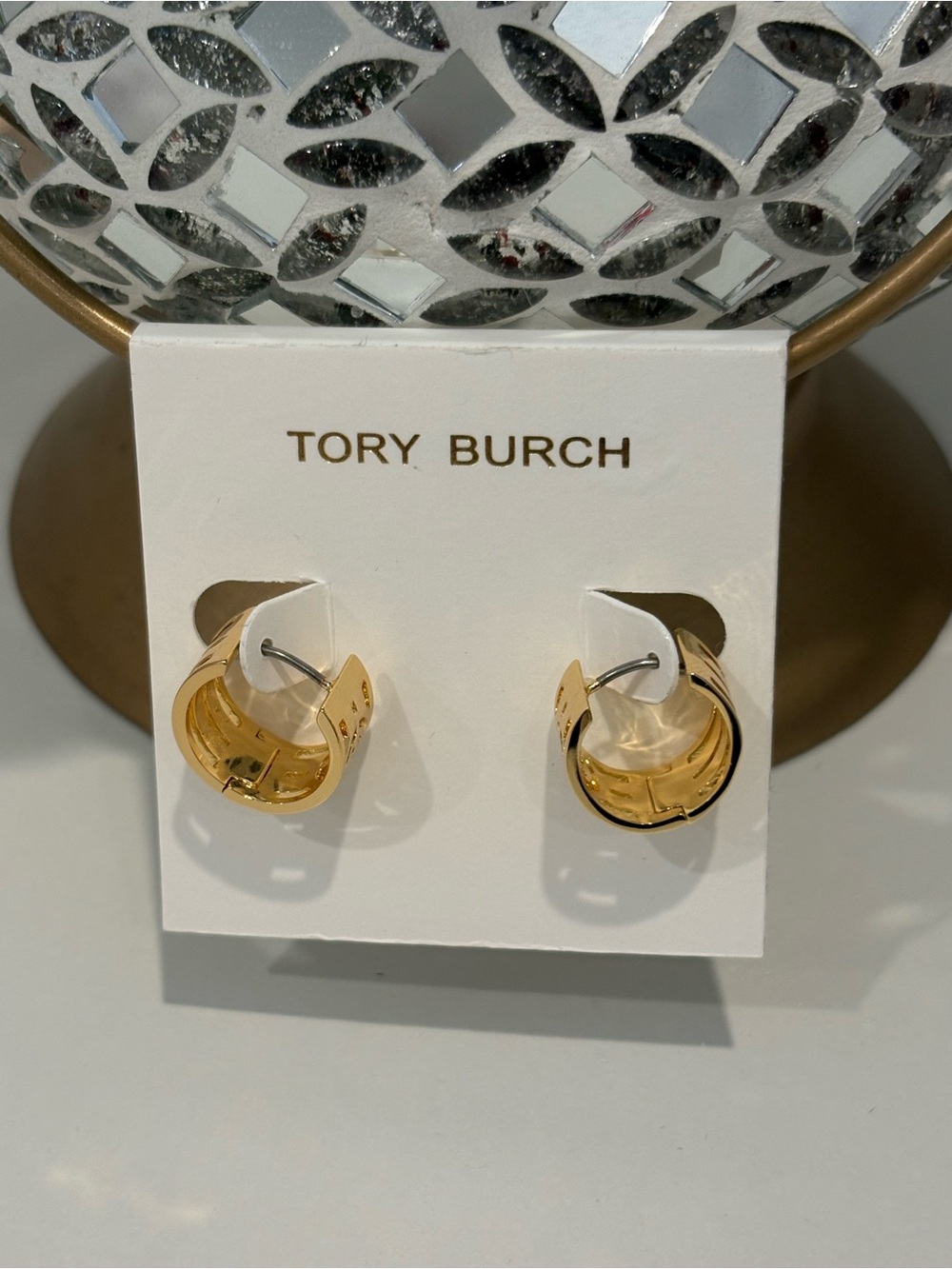 Tory Burch Polished Gold Mini Hoop Earrings